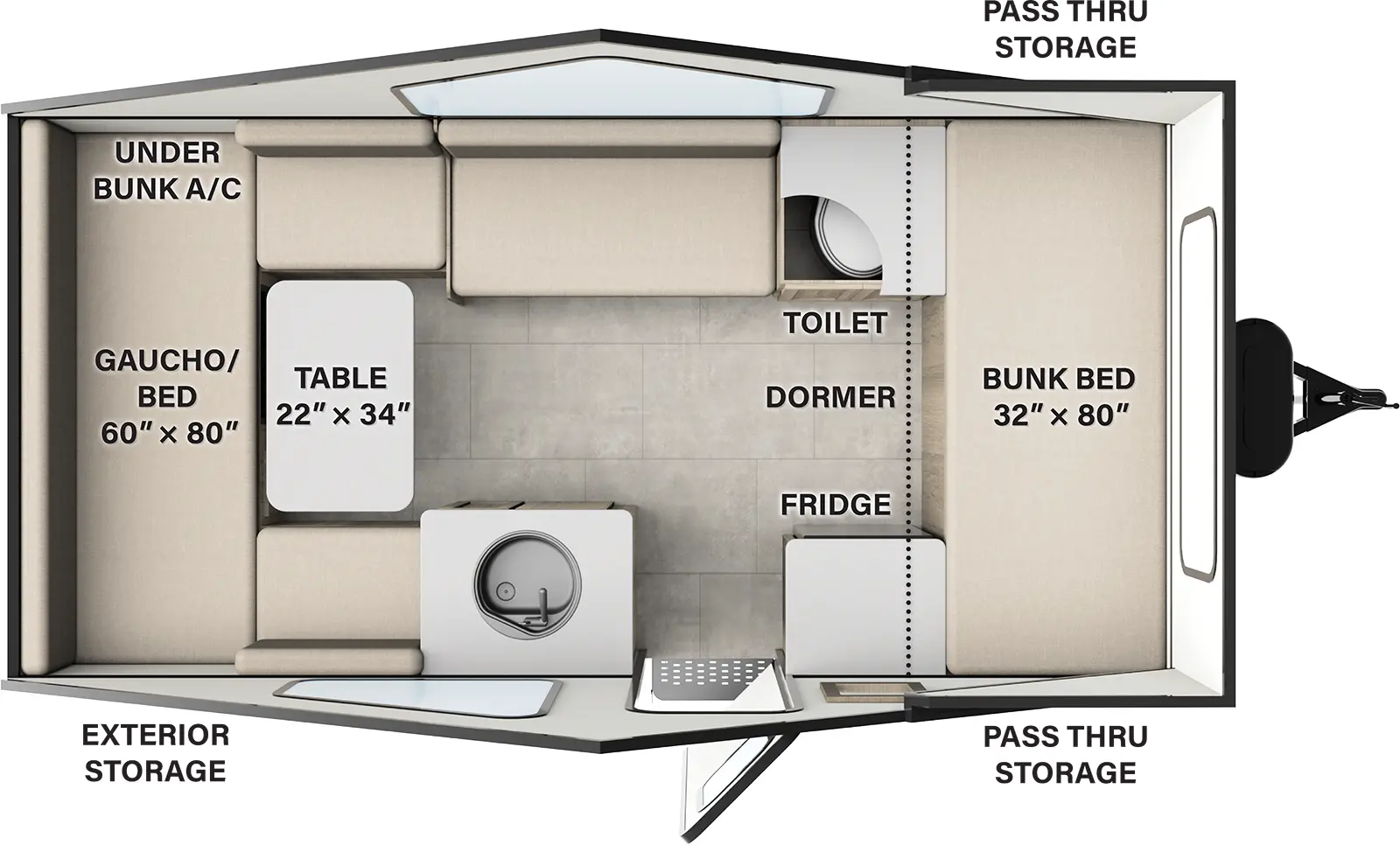 Flagstaff Hardside Pop Up Campers T21HSB Floorplan
